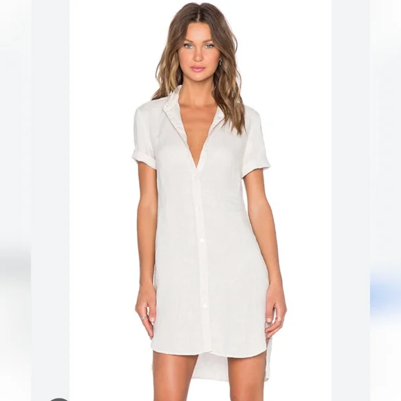James Perse | Dresses | James Perse Classic White Shirt Dress Linen Xss  Size | Poshmark